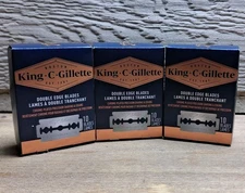 3 x King C. Gillette Double Edge Safety Razor Blades, Platinum Coated 10 Packs