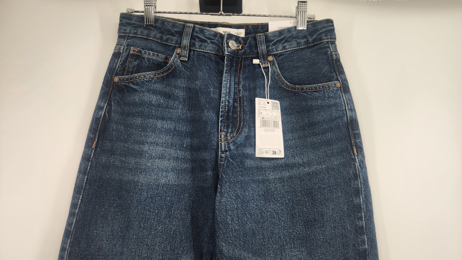 Mango MNG Women's Blue Size 2 Miami Medium Rise Straight Fit Jeans NWT thumbnail 2