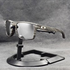 Holbrook Style Sunglasses Wood Texture Frame/Silver Mirror Polarized UV400