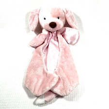 Baby Gund Spunky the Dog Blanket Lovely Softest Pink Plush  Silky Satin 16" EUC