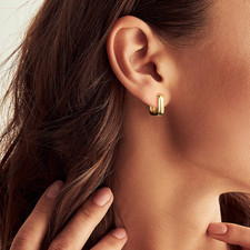 925 Sterling Gold Huggie Hoop Earrings Chunky Small Gold Plated Women Gift