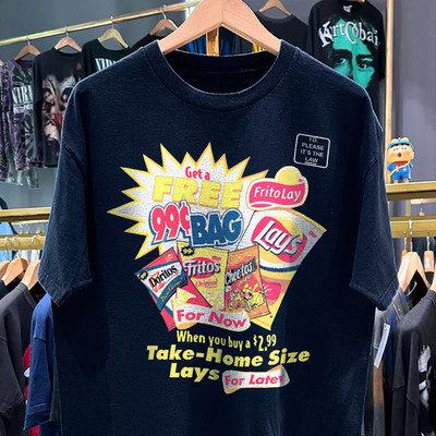 90s Snack Now, Snack Later Lays Aged T-Shirt Blue XL