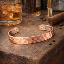 Hammered Solid Pure Copper Magnetic Cuff - Arthritis Therapy Adjustable Bracelet