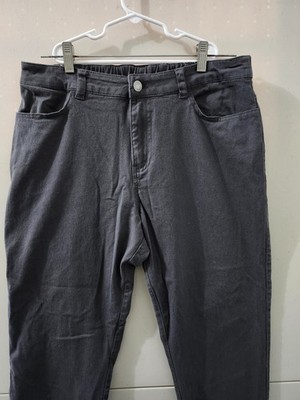 PACT Organic Pants Jeans Womens L Blue Gray Straight Taper Elastic Waist Stretch