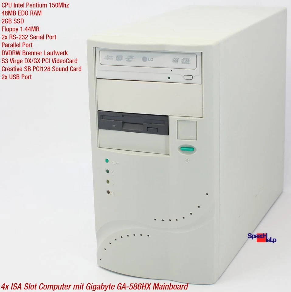 4X ISA Slot Pentium 150MHZ Gigabyte GA-586HX Computer PC Parallel USB Creative - Image 2 of 4