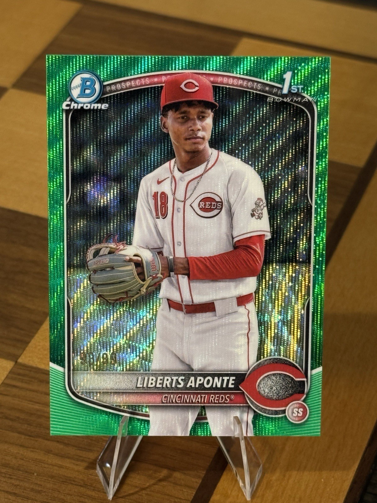 Liberts Aponte 2025 Bowman Chrome 1st Green Wave Refractor /99 SP Reds