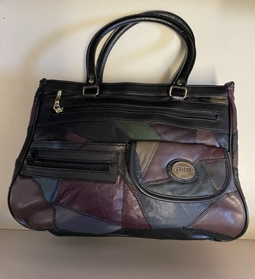 Vintage Patchwork Leder Damenhandtasche von Spiess Germany etwa 30 x 26x10cm