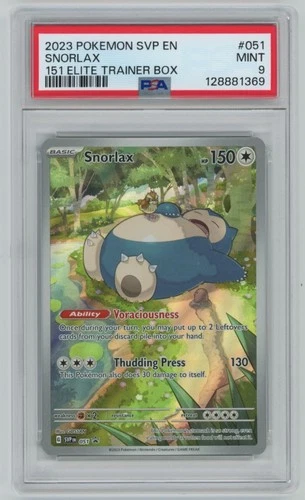 2023 Pokemon SVP EN 151 Elite Trainer Box Snorlax #051 Black Star Promo PSA 9