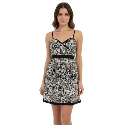 Johnny Martin Zebra Print Mini Dress Spaghetti Straps Black Trim Women Size  S | eBay
