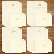 36PCS Stationery Paper and Envelopes Set24 Lined Paper and 12 Envelopes Inlai...