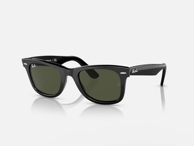 Ray-Ban RB2140 Wayfarer Square Sunglasses Black Frame Green Glass Lens Men