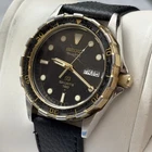 Vintage Seiko Men's Black Watch Sports Watch - SQ100 5H23-7D19 Quartz Two Tone