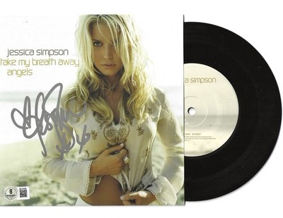 JESSICA SIMPSON SIGNED 7  VINYL  TAKE MY BREATH AWAY  ANGELS RARE - BECKETT COA