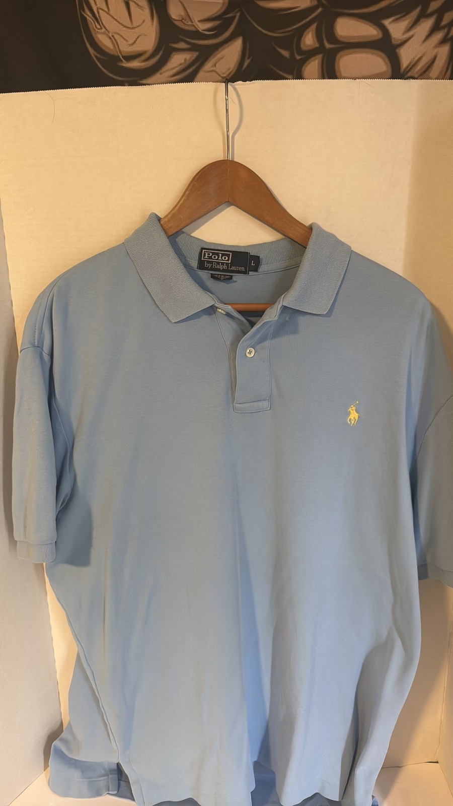 Polo Ralph Lauren uomo camicia L blu chiaro manica corta pony logo casual