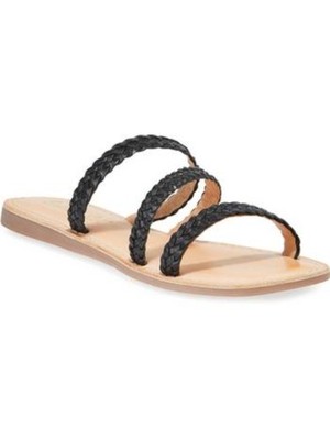 SPLENDID Womens Black Braided Thora Round Toe Slip On Sandals Shoes 7.5 M