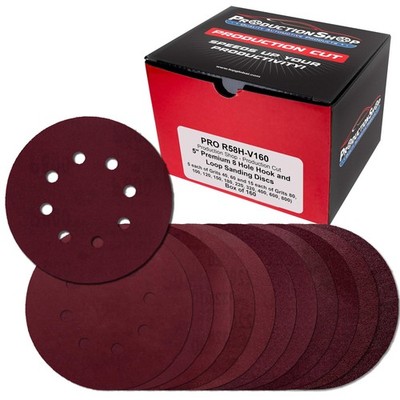 160 Pack 5 inch Sanding Discs 8-Hole Red Variety Pack Grit, Hook ,Loop Sandpaper