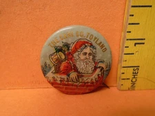 1910's Santa Claus Celluloid Pinback Button, 1.25"D, Carl Co Toyland, EX+/NM