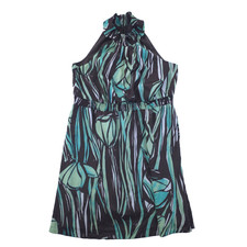 Lane Bryant Women's Dress Smocked Green and Brown Halter Maxi Boho Summer