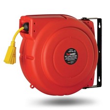 ReelWorks 12 AWG x 65' 15A 3 Grounded Outlets Extension Cord Reel - RED/YELLOW