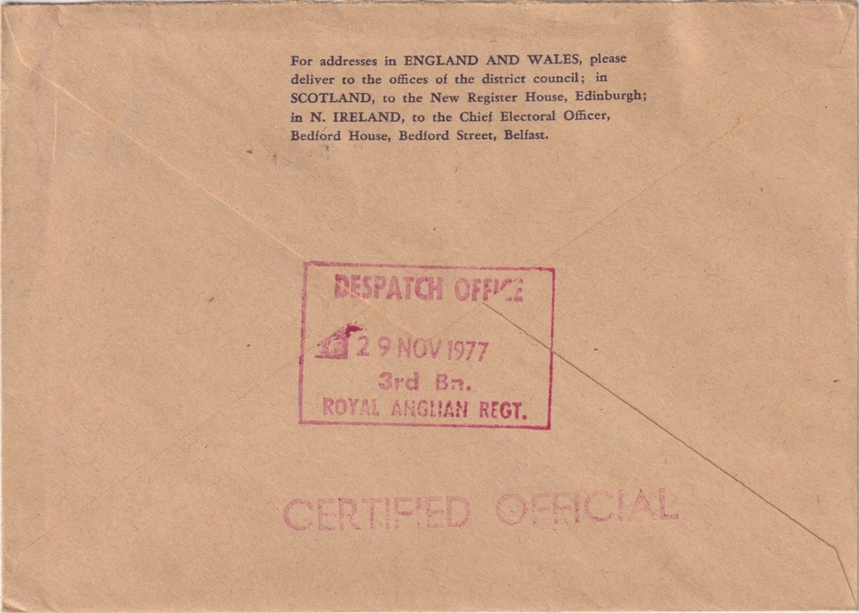 КИПР Episkopi FPO 3 1977 Обложка Выборов OHMS 3rd Bn. Королевский английский полк - Изображение 2 из 4