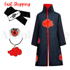 Akatsuki Uchiha Itachi Cloak for Kids Adult Long Black Robe Capes Halloween Carn