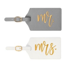 Mr and Mrs Luggage Tags Set, Embroidered Luggage Tags, Wedding, Honeymoon, Br...
