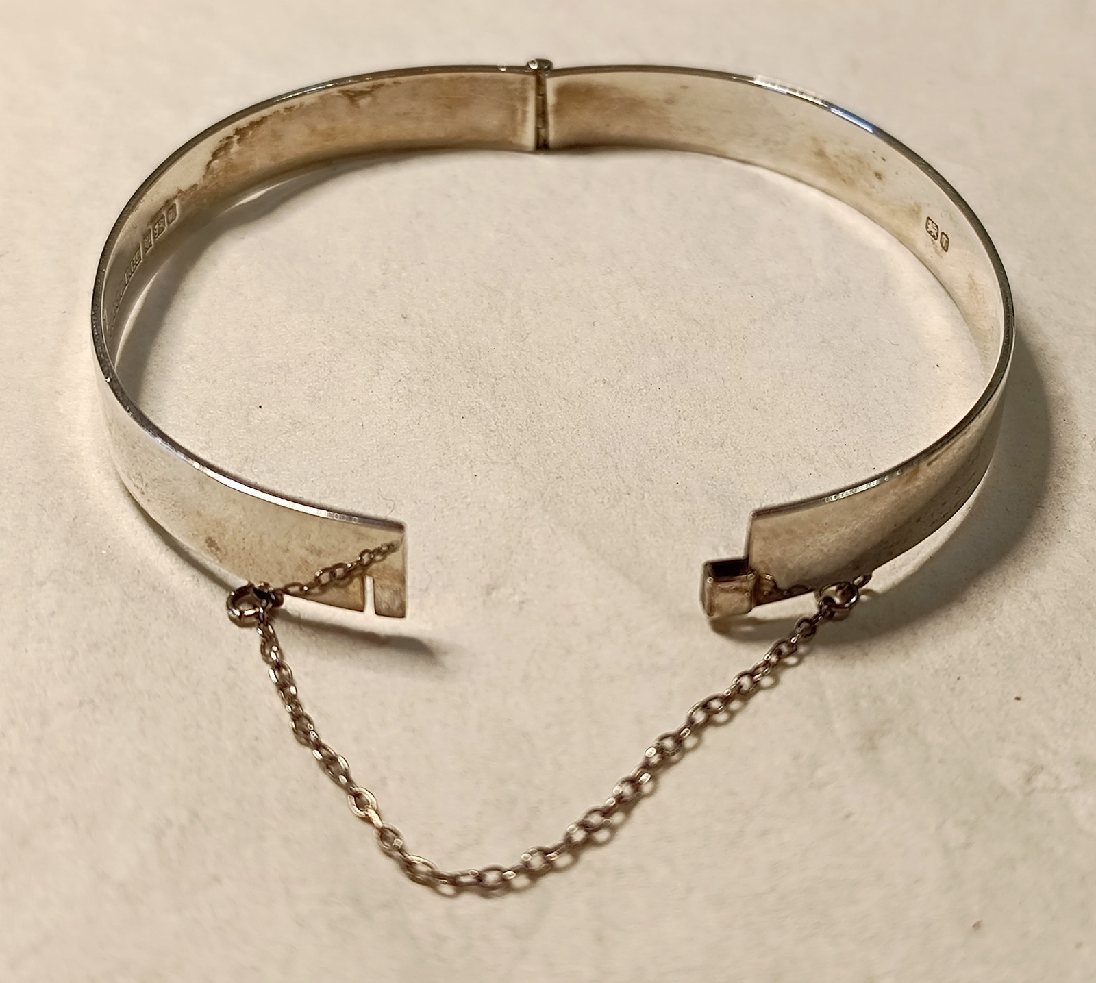 Sterling Silver Ladies Solid Bangle Hallmarked Ov… - image 1