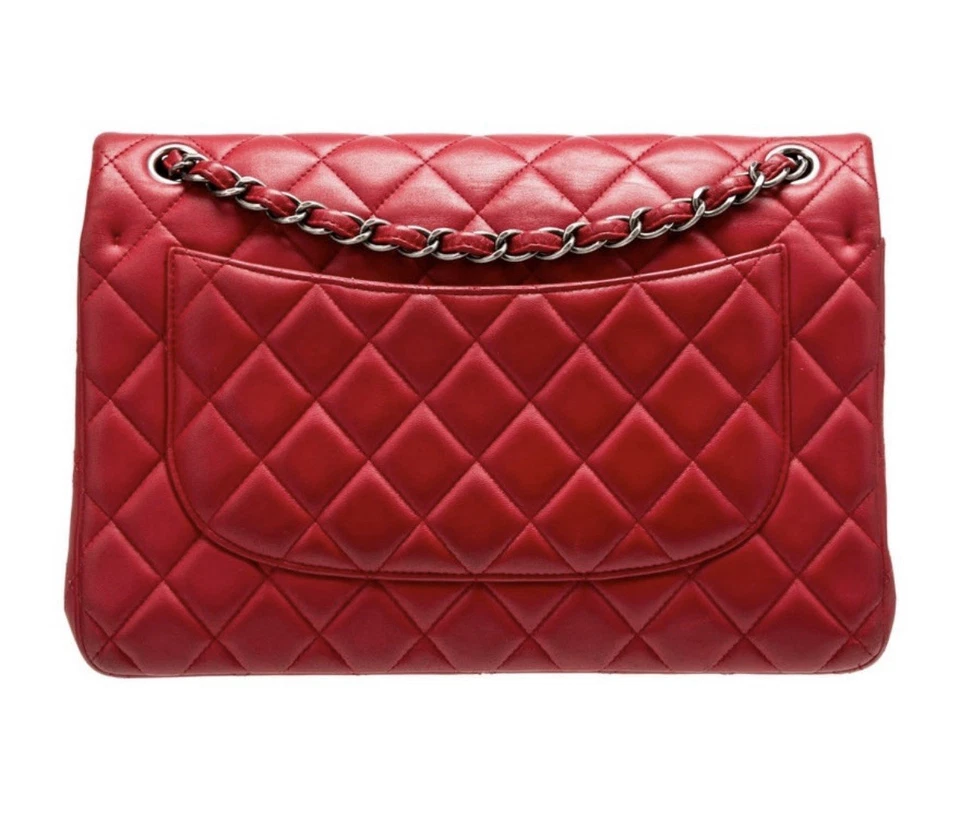 Bolso Chanel Jumbo Rojo Piel de Cordero Grande Clásico con Solapa en Caja Minorista $13K Foto 2 de 4