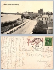 Harbor Scene Kewaunee WIS Postcard