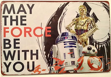 TIN SIGN new 8x12 R2D2 CP3O Star Wars movie drones robots science fiction  Pan2