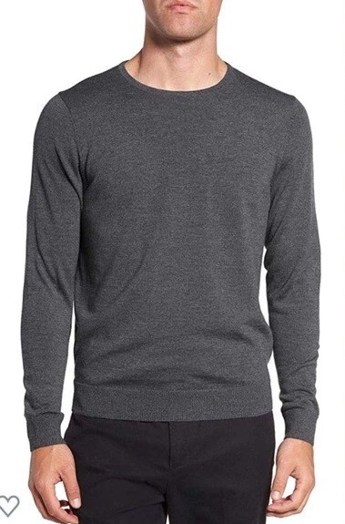 The Mens Store L4308 Mens Medium Grey Merino Wool Sweater Size L