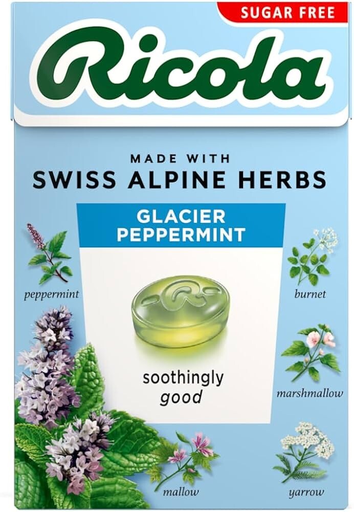 Ricola Glacier Peppermint Sugar Free Herbal Sweets 45g x 20 Pack - Image 5