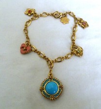 JOAN RIVERS VICTORIAN LANGUAGE OF FLOWERS ENAMEL RHINESTONE CHARM BRACELET NEW