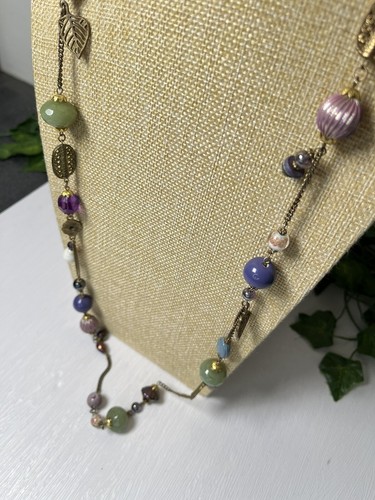 M&Co BNWT Long Mixed Multi Coloured Glass Bead & Charm Chain Necklace 917 - Picture 11 of 20