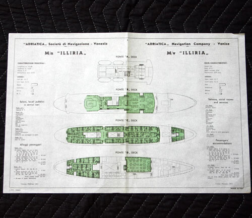 ADRIATICA LINE MN ILLIRIA Deck Plan 1965 | eBay