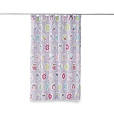 Piper Kids Fabric Shower Curtain  12 Flower Shower Curtain Hooks - Purple Owl