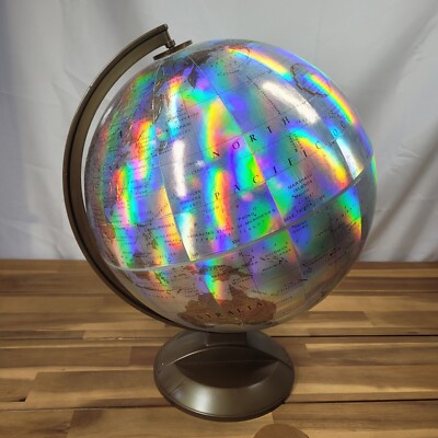 Vintage Replogle World Prism Series Globe 12'' Reflective Raised Geography 
