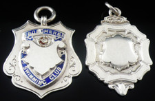 2 Sterling Silver Pocket Watch Fob Medals Boldmere Swimming Old Boys Brotherhood