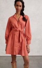 Anthropologie Amadi Shirt Dress Mini Women Cotton Stretch Orange USA Sz XS New