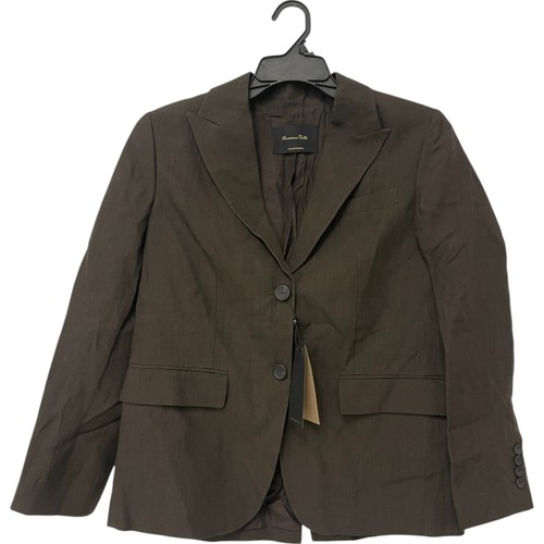 Massimo Dutti Womens Suit Jacket Blazer EU 38 US 6 Brown Linen 6093/905 NWT