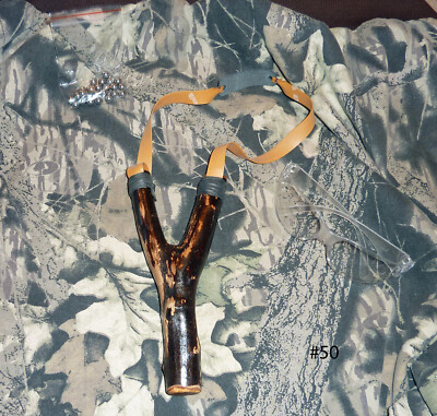 Hand-crafted wooden slingshot catapult. Buckthorn. Signed. 3M shooting glasses!