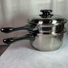 Kitchen Pride T304 Surgical Stainless 9" Saucepan Double Boiler Steamer 3 Piece