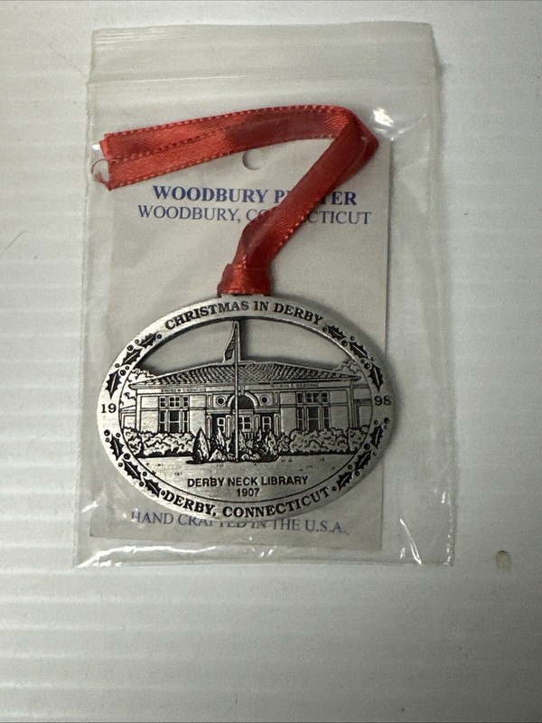 NEW 1998 DERBY NECK LIBRARY 1907 WOODBURY PEWTER CHRISTMAS ORNAMENT
