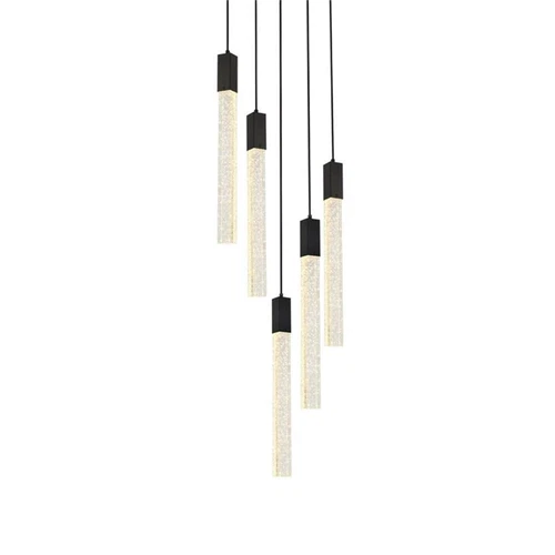 Elegant Lighting Weston 5-Light Modern Metal and Crystal Pendant in Black - Picture 4 of 8