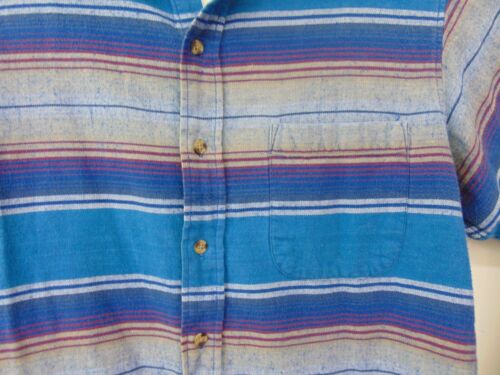 Cambridge Classics Vintage Button Up Shirt 90s Striped Blue Mens M / L - Picture 2 of 5