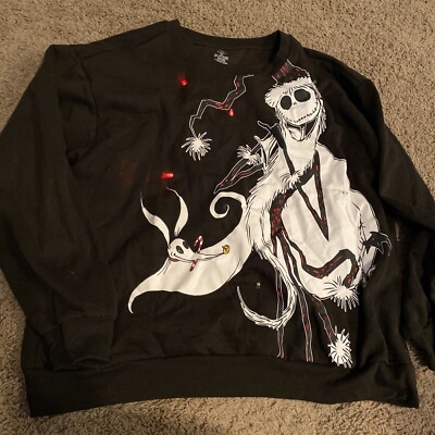 Disney Burtons Nightmare Before Christmas Crewneck Sweater M (7/9) Lights Up