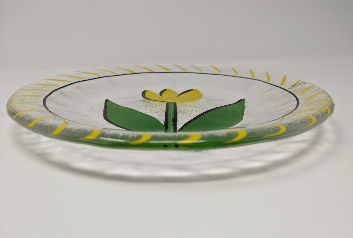 KOSTA BODA 7.5 in Plate ULRICA HYDMAN VALLIEN Yellow TULIP- Signed