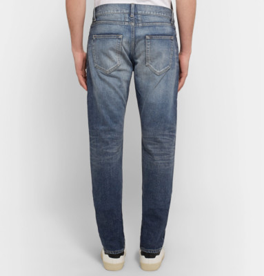 パンツ 2015SS Saint Laurent skinny denim pants $890 SAINT LAURENT SKINNY-FIT 15CM HEM WASHED STRETCH-DENIM JEANS