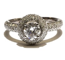 EGL certified 14k white gold 1.80ct round diamond halo engagement ring 4.9g  7
