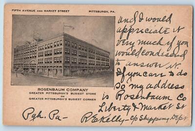 1910 Rosenbaum Company Fifth Ave. & Market Str. Pittsburgh Pennsylvania Postcard